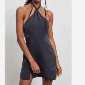Urban Outfitters Black Jillian Halterneck Slip Dress